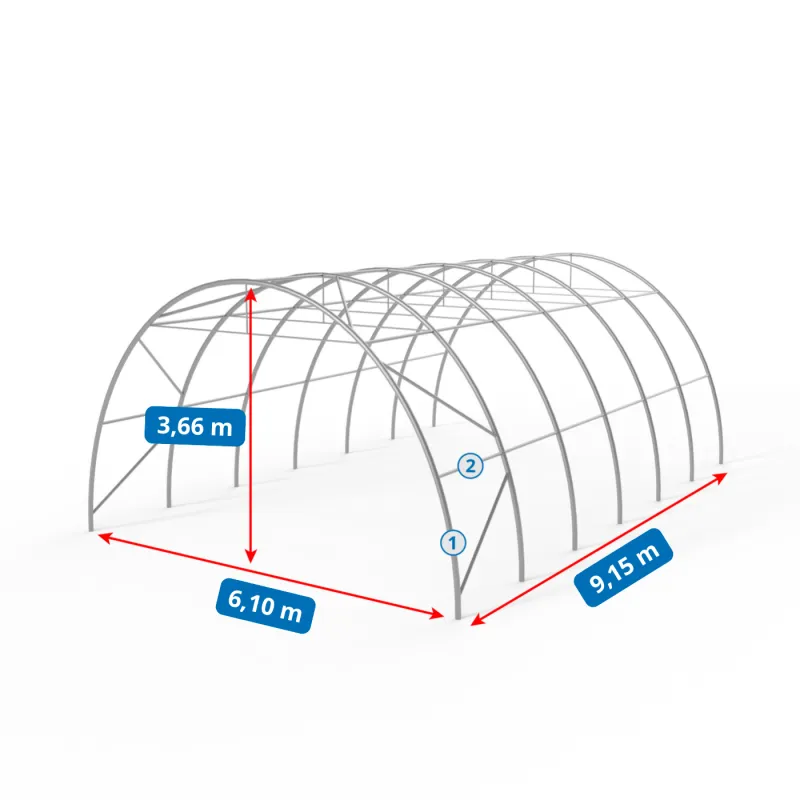 Bogenhalle 6.1x9.15m PVC 750g/m²