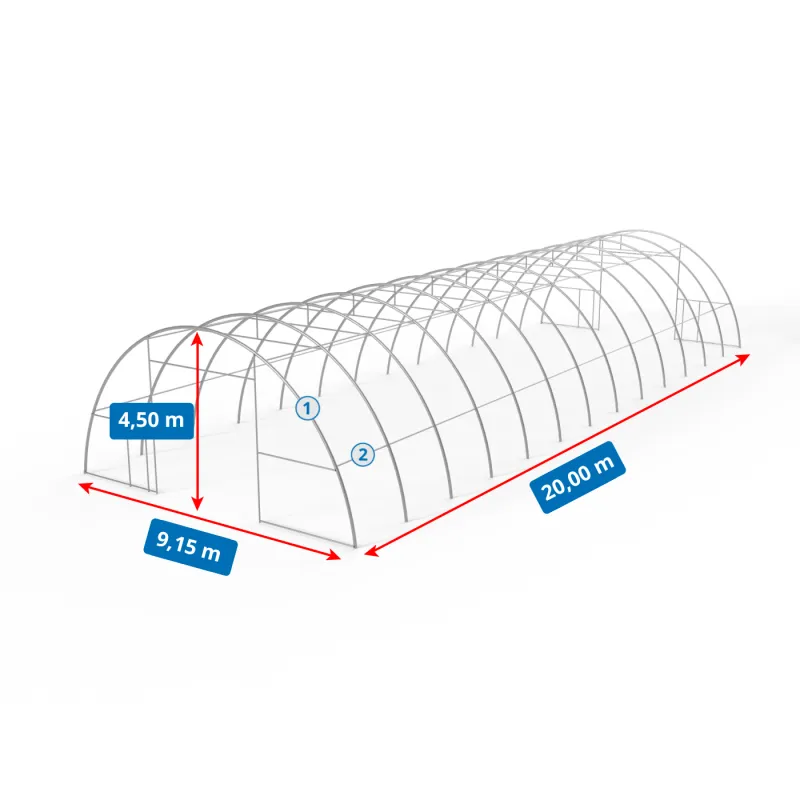 Bogenhalle 9,15x20m PVC 750g/m²