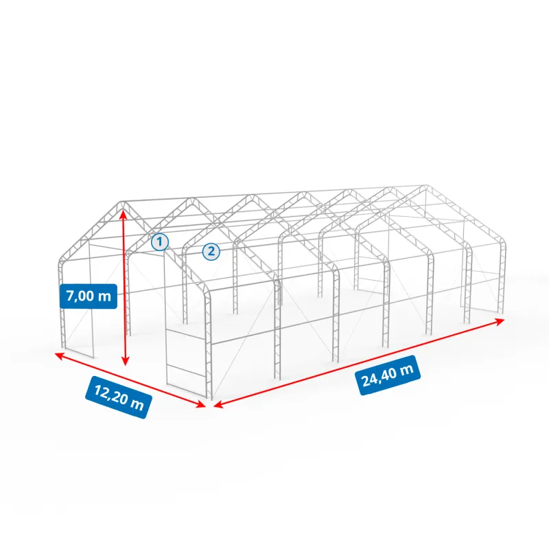 Festzelt XXL mit Schrägdach 12,2x24,4m PVC 900g/m2