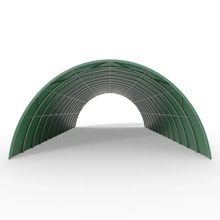 Rundbogen-Zelthalle 12,2x24m PVC 750g/m² in der grünen Ausführung