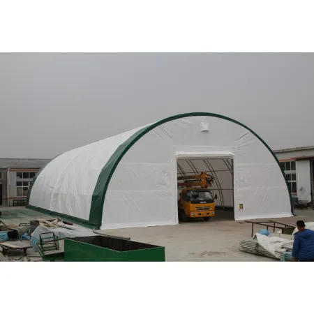 Gebogene Zelthalle 15,25x36,6m PVC 750g/m2