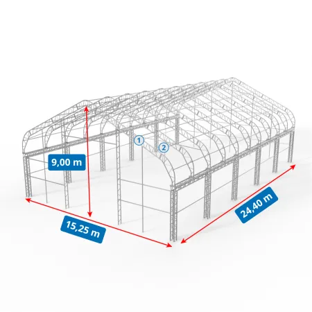 XL Zelthalle mit Giebeldach 15,25x24,4m PVC 900g/m2