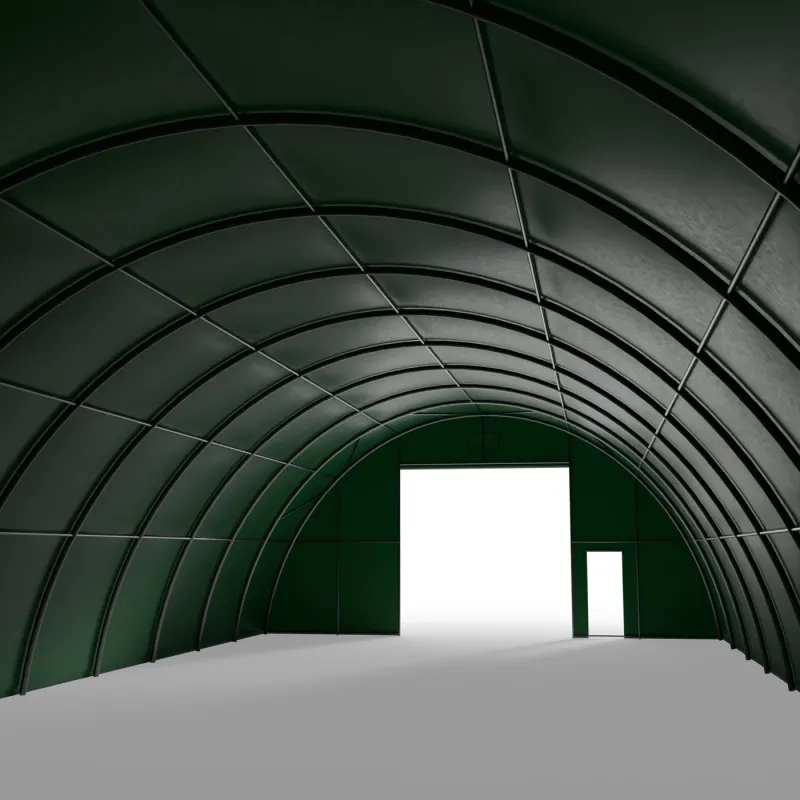 Doppelseitige Wand für Rundbogenhalle 12 m in grüner Ausführung PVC 750 g/m²