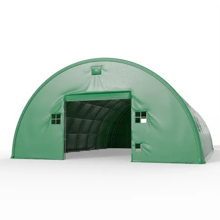 Doppelseitige Wand für Rundbogenhalle 15 m in grüner Ausführung PVC 750 g/m²
