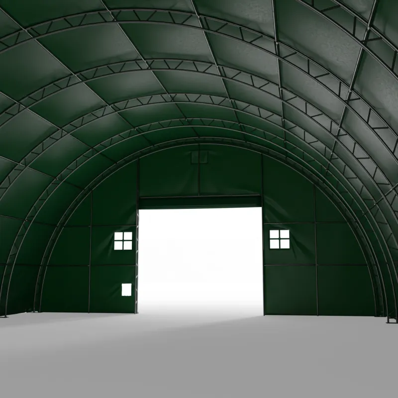 Doppelseitige Wand für Rundbogenhalle 15 m in grüner Ausführung PVC 750 g/m²