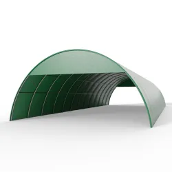 Giebelverkleidung für Rundbogenhalle 12 m in grüner Ausführung PVC 750 g/m²