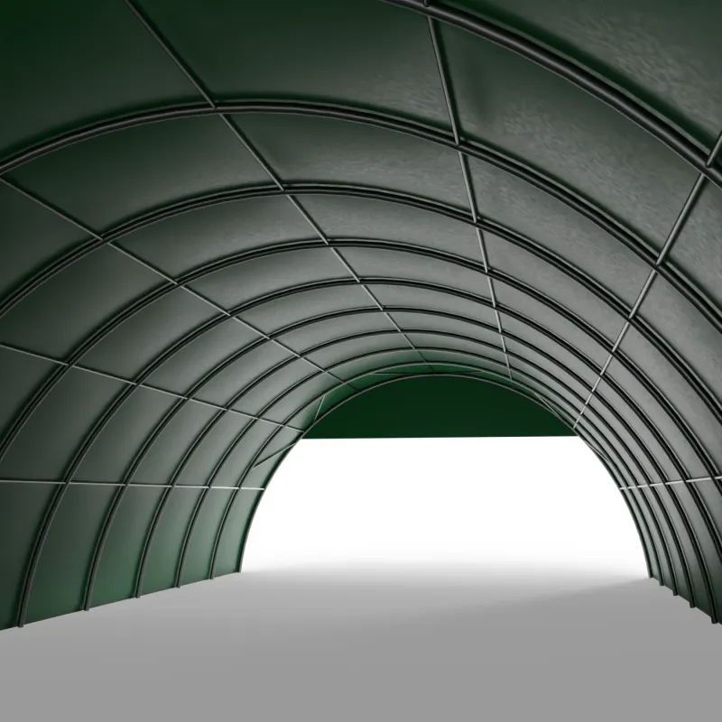 Giebelverkleidung für Rundbogenhalle 12 m in grüner Ausführung PVC 750 g/m²