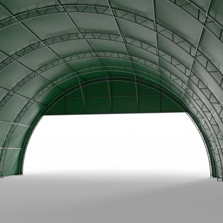 Giebelverkleidung mit Gestell für Bogenhalle 15 m in grüner Ausführung PVC 750 g/m²