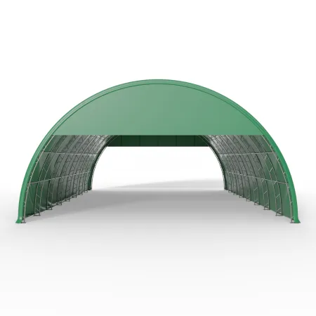 Giebelverkleidung mit Gestell für Rundbogenhalle 15 m in grüner Ausführung PVC 750 g/m²