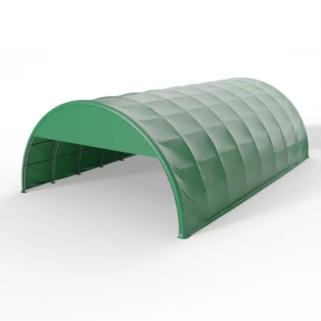 Giebelverkleidung mit Gestell für Rundbogenhalle 15 m in grüner Ausführung PVC 900 g/m²