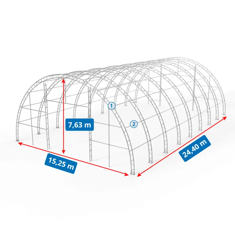 Bogenhalle 15,25x24,4 m PVC 900g/m²