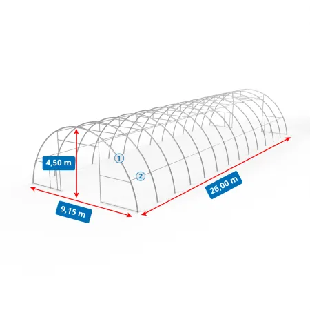 Bogenhalle 9,15x26m PVC 750g/m²