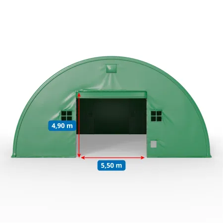 Bogenhalle 15,25x36,6 m PVC 900 g/m² in grüner Ausführung
