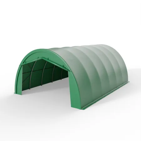Rundbogenhalle 6,1x12,8 m PVC 900 g/m² in grüner Ausführung