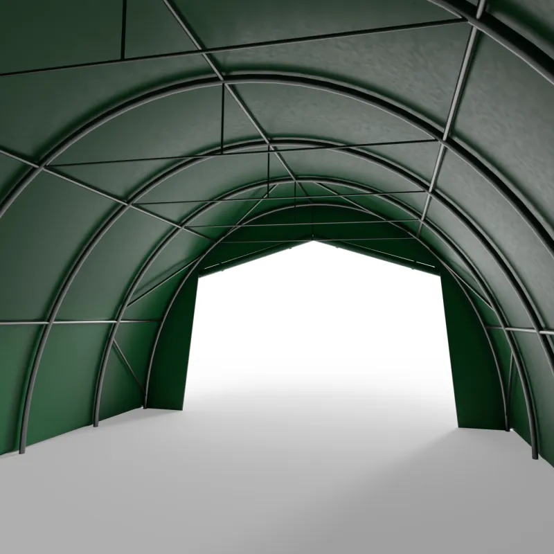 Bogenhalle 6.1x12.8m PVC 900g/m² in der grünen Ausführung