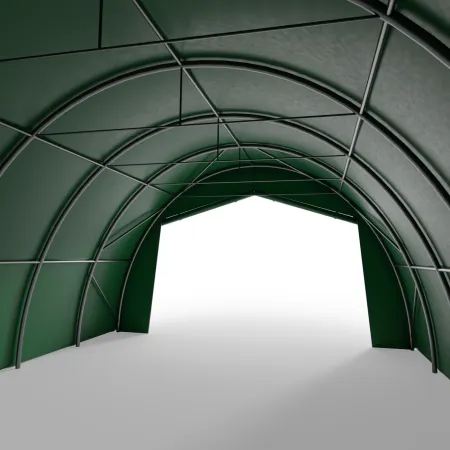 Rundbogenhalle 6,1x12,8 m PVC 900 g/m² in grüner Ausführung