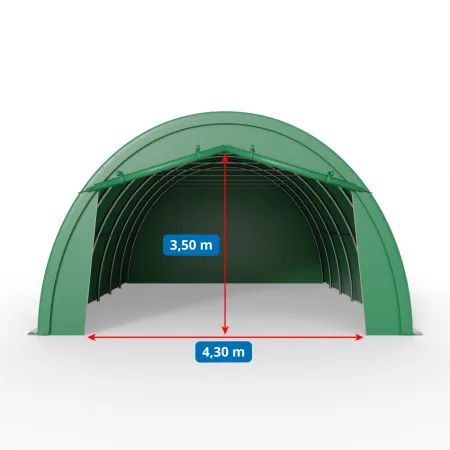 Bogenhalle 6,1x9,15 m PVC 750 g/m² in grüner Ausführung