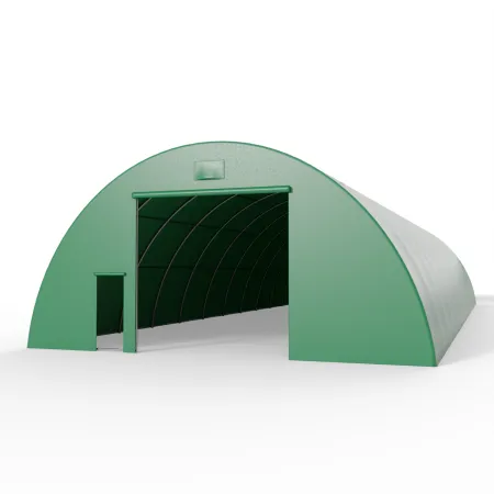 Rundbogenhalle 9,15x26 m PVC 750 g/m² in grüner Ausführung