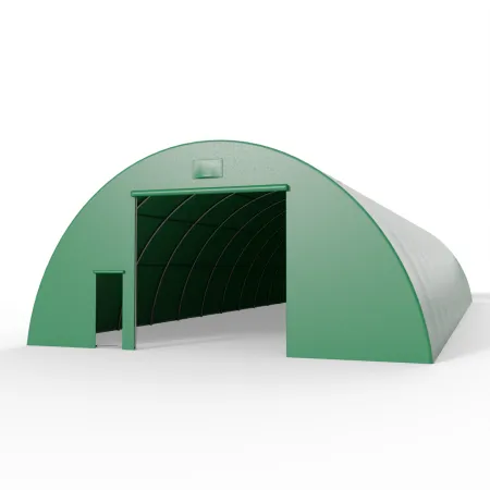 Rundbogenhalle 12,2x30 m PVC 750 g/m² in grüner Ausführung