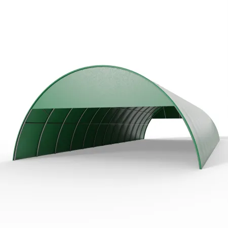 Giebelverkleidung mit Gestell für Bogenhalle 12 m in grüner Ausführung PVC 750 g/m²