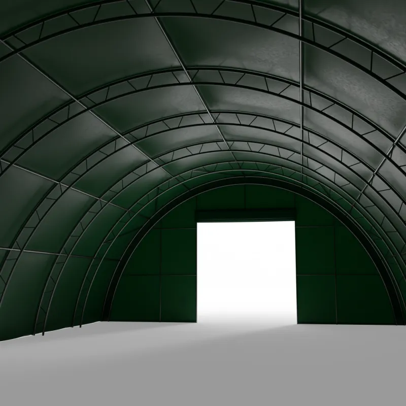 Verstärkte Bogenhalle 12,2x18 m PVC 750 g/m² in grüner Ausführung