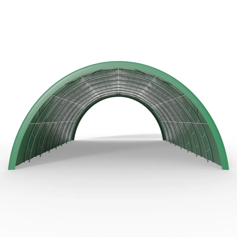 Verstärkte Rundbogenhalle 12,2x18 m PVC 750 g/m² in grüner Ausführung