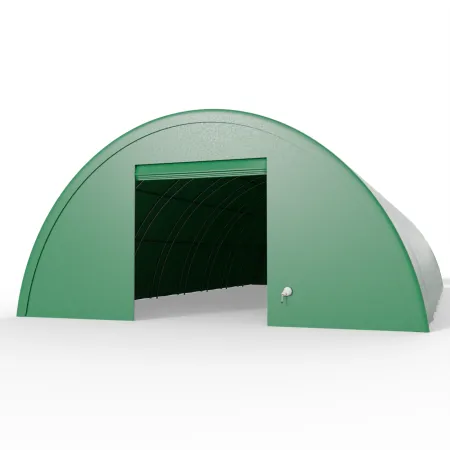 Beidseitige Wand für eine verstärkte Rundbogenhalle 12 m PVC 900 g/m² in grüner Ausführung