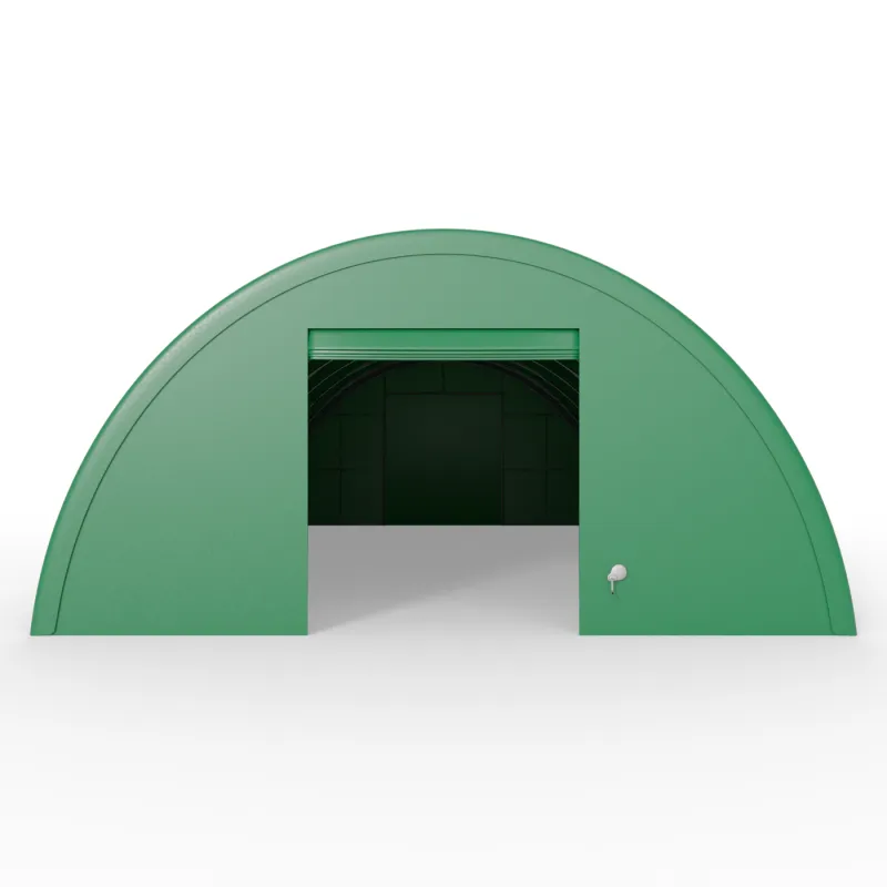 Beidseitige Wand für eine verstärkte Rundbogenhalle 12 m PVC 900 g/m² in grüner Ausführung