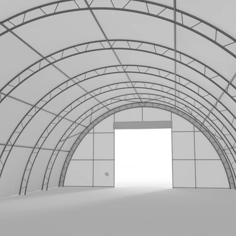 Beidseitige Wand für eine verstärkte Rundbogenhalle 12 m PVC 750 g/m²