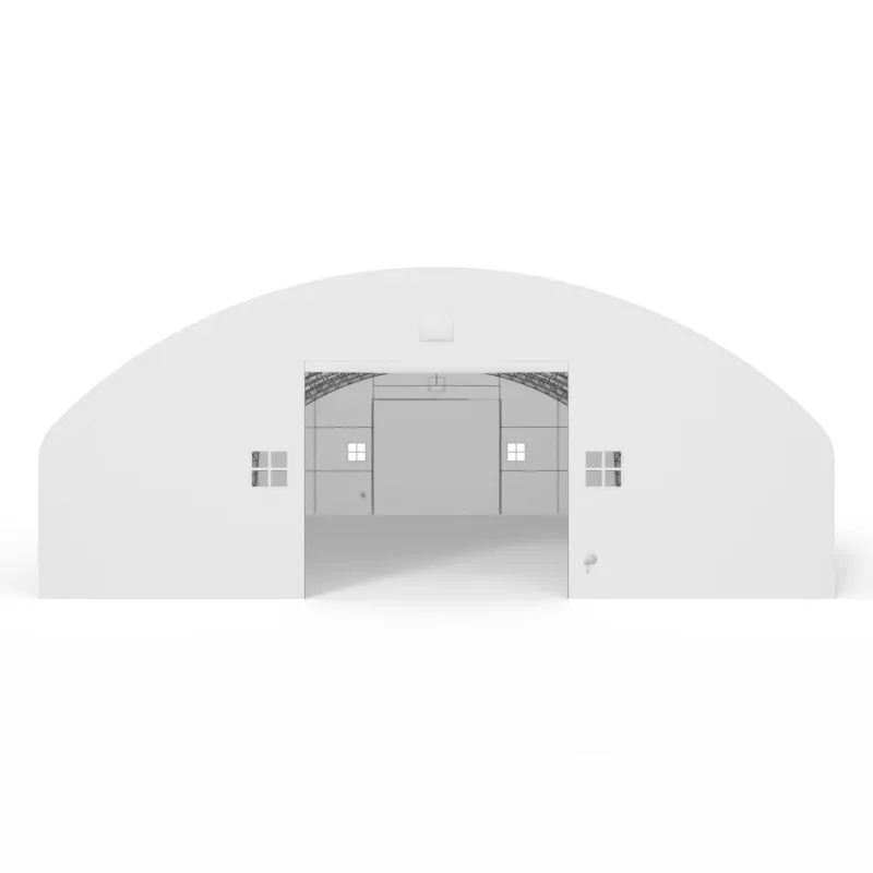 Bogenhalle mit senkrechten Seitenwänden 18,3x45,75 m PVC 900 g/m²