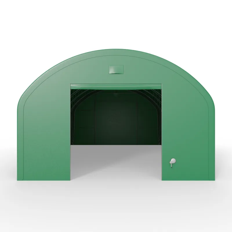 Bogenhalle mit senkrechten Seitenwänden 12,2x18,3 m PVC 750 g/m² in grüner Ausführung