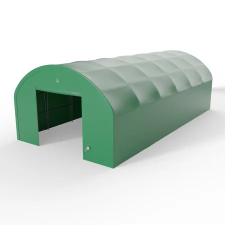 Bogenhalle mit senkrechten Seitenwänden 12,2x24,4 m PVC 750 g/m² in grüner Ausführung