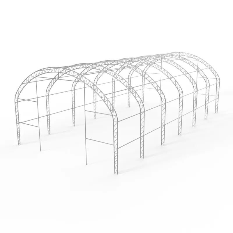 Bogenhalle mit senkrechten Seitenwänden 12,2x30,5 m PVC 750 g/m² in grüner Ausführung