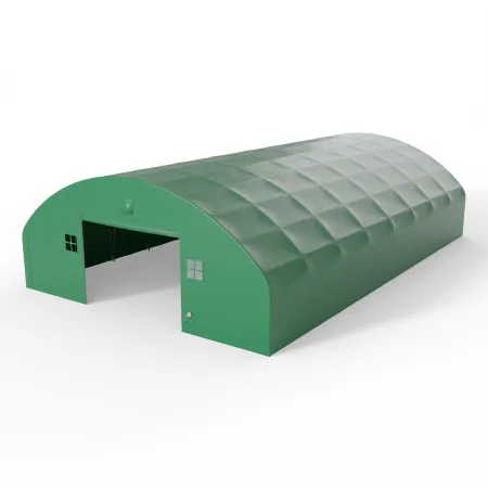 Bogenhalle mit senkrechten Seitenwänden 15,25x24,4 m PVC 750 g/m² in grüner Ausführung