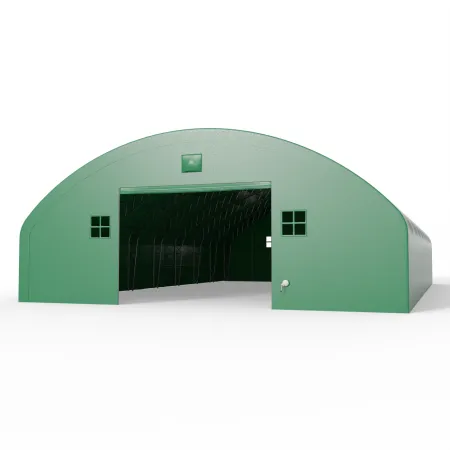 Bogenhalle mit senkrechten Seitenwänden 15,25x24,4 m PVC 900 g/m² in grüner Ausführung