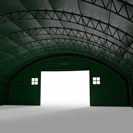 Bogenhalle mit senkrechten Seitenwänden 15,25x30,5 m PVC 750 g/m² in grüner Ausführung