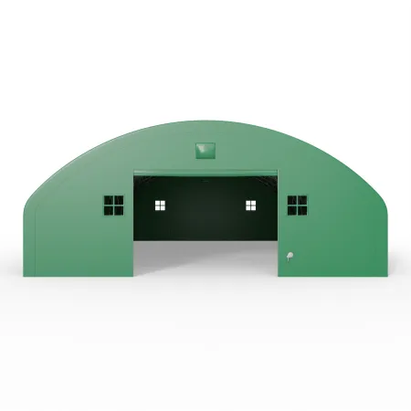 Bogenhalle mit senkrechten Seitenwänden 15,25x30,5 m PVC 750 g/m² in grüner Ausführung