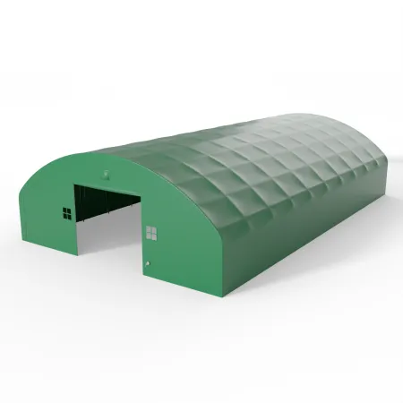 Bogenhalle mit senkrechten Seitenwänden 18,3x24,4 m PVC 900 g/m² in grüner Ausführung