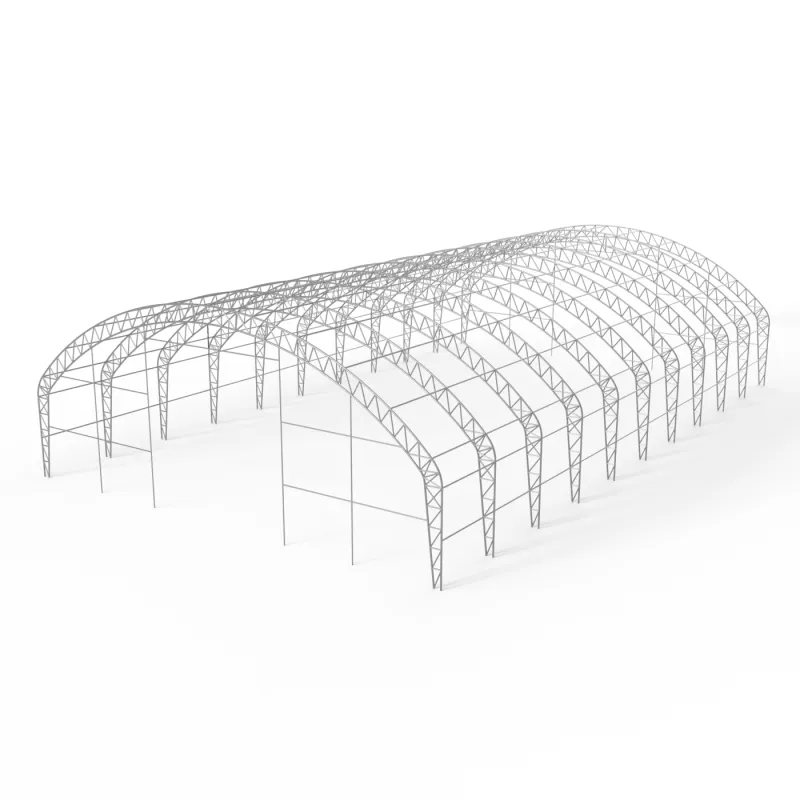 Bogenhalle mit senkrechten Seitenwänden 18,3x30,5 m PVC 750 g/m² in grüner Ausführung