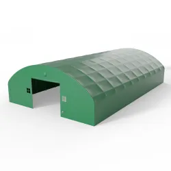 Bogenhalle mit senkrechten Seitenwänden 21,5x36,6 m PVC 900 g/m² in grüner Ausführung