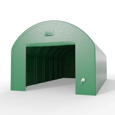 Bogenhalle mit senkrechten Seitenwänden 6,1x18,3 m PVC 750 g/m² in grüner Ausführung