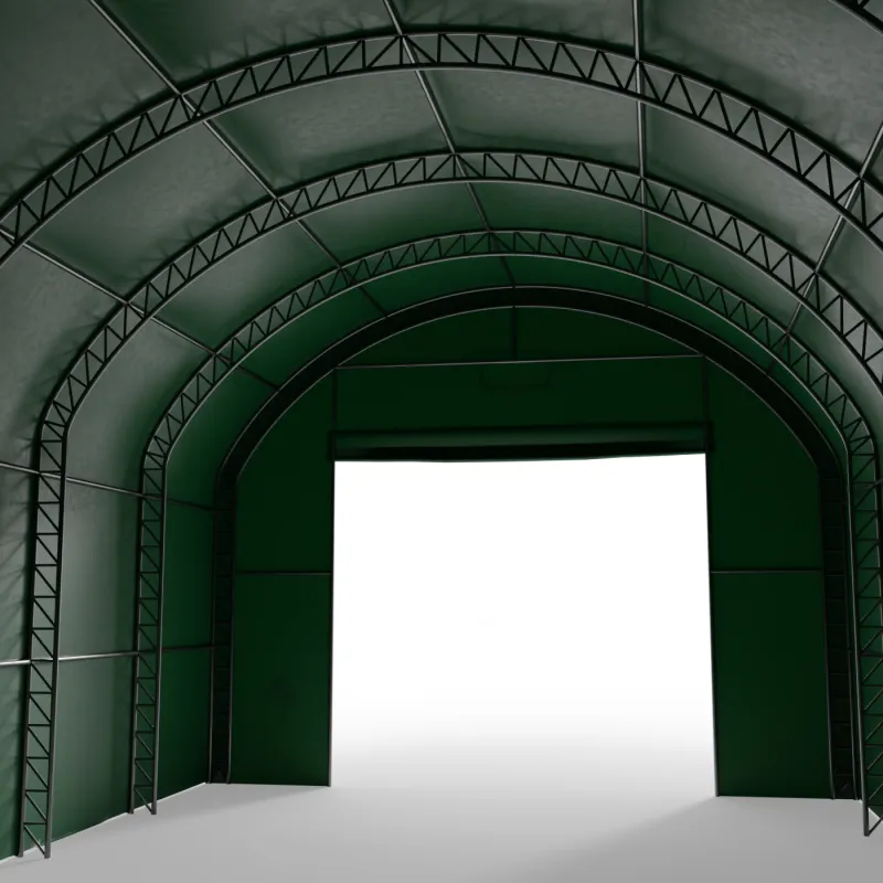 Bogenhalle mit senkrechten Seitenwänden 6,1x9,15 m PVC 900 g/m² in grüner Ausführung