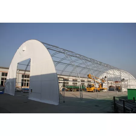 Gebogene Zelthalle 15,25x36,6m PVC 900g/m2