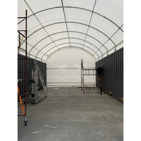 Container Überdachung 6x6 m mit Rückwand PVC 750 g/m²