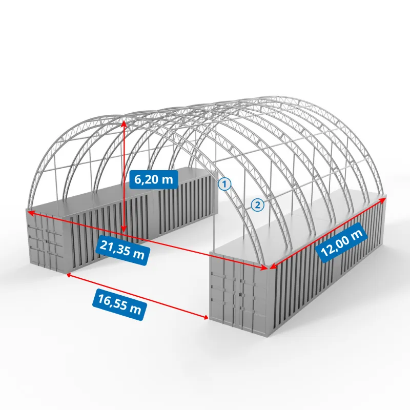 Container Überdachung 21,35x12 m PVC 900 g/m²