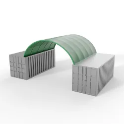 Container Überdachung in grüner Ausführung 6x6 m PVC 900 g/m²