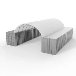 Container Überdachung 6x12 m mit Rückwand PVC 750 g/m²