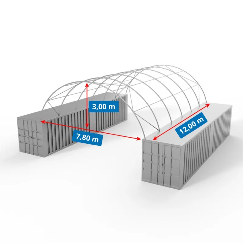 Container Überdachung 8x12 m PVC 750 g/m²