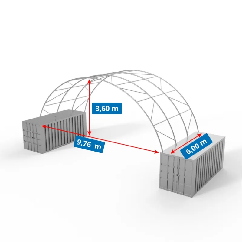 Container Überdachung 10x6 m PVC 750 g/m²