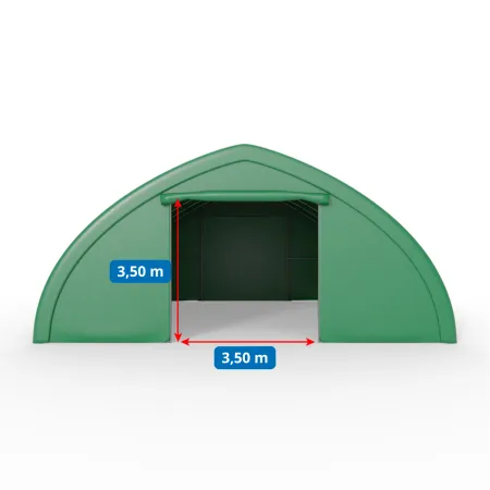 Bogenhalle 9,76x10 m PVC 900 g/m² in grüner Ausführung